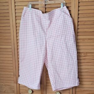 NWT Croft & Barrow  Pink Gingham Skimmer  Summer Mid Rise Capri Pants Size 2X